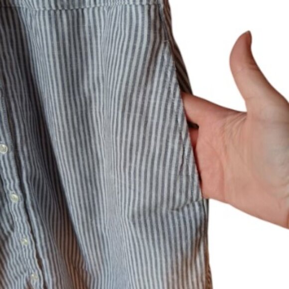 Abercrombie & Fitch grey striped tie front dress size L - Picture 7 of 13